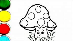 Cute Mushroom Drawing, Coloring For Kids, Toddlers | Draw a Mushroom Easy Steps | Draw With Me