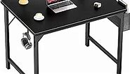 OLIXIS Computer Small Desk 32 Inch Home Office Writing Study Work Storage Bag Headphone Hooks Simple Modern Wood Kids Student Table
