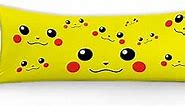 Yellow Cartoon Body Pillow Case Cover 20x54inches Double Printed Japanese Pika Cute chu Funny Body Pillowcase Cover with Hidden Zipper-2