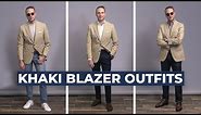 3 SIMPLE Khaki Blazer Combinations | Spring Outfits for Men 2021
