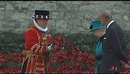 Queen visits poppy memorial at Tower of London