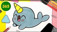 HOW TO DRAW A CUTE NARWHAL KAWAII