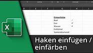 Excel Haken einfügen & einfärben ✅ Tutorial