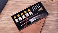 GIFTS Calligraphy Pen Set,12-Piece Kit, 5 Nib & 5 Ink Set,Writing Quill Pen,Anitque Dip Feather Pen Set (wood+feather)