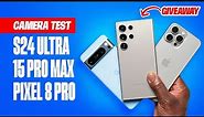 Samsung Galaxy S24 Ultra vs iPhone 15 Pro Max vs Pixel 8 Pro DEFINITIVE Camera Test - GIVEAWAY!