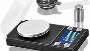 RASSE Digital Pocket Scale 50 x 0.001g, Mini Jewelry Gold Lab Carat Powder Weigh Scales with Calibration Weights Tweezers, Weighing Pans, LCD Display, Acrylonitrile Butadiene Styrene