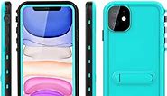 iPhone 11 Waterproof Case, with Kickstand Full Body Rugged Shockproof Dropproof IP68 Certified Waterproof Cover for iPhone 11(6.1"-Blue)