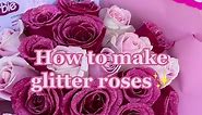 How to make glitter roses.I used elmers spray glue but you can use any kind of spray adhesive. Glitter used is fine glitter, can be found at any craft store. #howto #fyp #barbiemovie #barbiebouquet #barbie #barbietiktok #glitterroses #diy