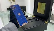 24k Gold iPhone 13 with Blue Crocodile Leather Strap | 24k Gold Apple iPhone 13 Pro & Pro Max