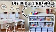 DIY BUDGET KID SPACE ORGANIZE AND DECORATE WITH ME CRAFT SPACE TOY ORGANIZATION HOMESCHOOL KIDS DESK