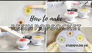 Studio Vlog #8 | HOW TO MAKE RESIN POPSOCKET + DOMING| (dried pressed flower)