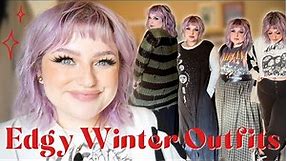 Alternative Edgy Winter Plus Size Outfit Ideas | 90's Grunge + Witchy Vibes
