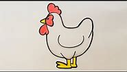 How to Draw a Cartoon Hen (Chicken)|Step by Step|Easy Drawing For Kids