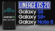 Lineage OS 20 Android 13 ROM for Samsung Galaxy S8 S8+ Note 8 | 4K