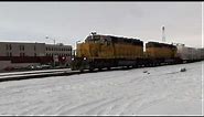 (HD) FULL POWER SD40-2's Switching (Great 645 Diesel Rev Sound) Union Pacific Clean Power