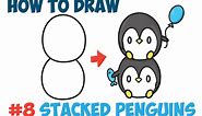 How to Draw Cute Kawaii Penguins Stacked from #8 with Easy Step by Step Drawing Tutorial for Kids and Beginners - How to Draw Step by Step Drawing Tutorials