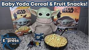 REVIEW! Trying The Baby Yoda Cereal & Fruit Snacks! The Mandalorian Official Cereal & Fruit Snacks