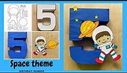 Space theme Birthday Number 5 | Astronaut Theme Number Standee | 5th Birthday Party DIY Ideas