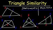 Triangle Similarity - AA SSS SAS & AAA Postulates, Proving Similar Triangles, Two Column Proofs