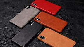 TOOVREN iPhone X Case Ultra Slim Genuine Leather