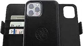 Dreem Fibonacci iPhone 13 Pro Max Wallet case / 2-in-1 Shockproof case and Detachable Vegan Leather Folio, MagSafe Compatible, RFID Protection [Black]
