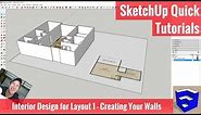SketchUp Interior Design for Layout 1 - Walls from a Floor Plan Image