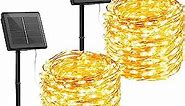 Brightown Solar String Lights, 2 Packs Total 66Ft 200 LED Solar Fairy Lights with 8 Modes, Waterproof Solar Lights for Outside Patio Yard Tree Wedding Christmas(Warm White)