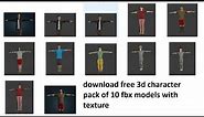 Characters 3d model pack | fbx 3d characters free pack download | pack of 10 3d model.
