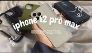 iphone 12 pro max unboxing + cases (silver 128gb) | ASMR