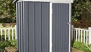 Outdoor Storage Shed, Amopatio Heavy Duty Galvanized Metal Garden Shed Backyard Storage Shed Outside Tool Storage Shed House (5' x 3', Grey)