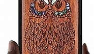 Carveit Designer Wooden Case for Google Pixel 6a Case Protective Cover [Wood Engraving & Shell Inlay] Unique Wood Phone Case Compatible with Wireless Chargers Pixel 6a Case (Owl-Rosewood)