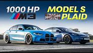 Drag Race: 1,000hp BMW M3 vs 1,000hp Tesla Model S Plaid