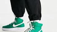 Nike Air Force 1 Hi SE 40th anniversary trainers in malachite green and white | ASOS
