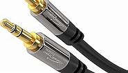 Aux cord – 3.5mm audio cable – 1ft – designed in Germany with break-proof metal plug (headphone cable & aux cable for iPhone/car/laptop, auxiliary cord, 3.5mm male to male, black) – by CableDirect