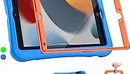 Kids Case for iPad 10.2 inch 9th 8th 7th Generation 2021/2020/2019 & 10.5-inch iPad Air 3rd Gen 2019/iPad Pro 2017,with Screen Protector/Stand/Handle Shockproof iPad Cute Cover Shell (Blue)