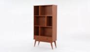 Simpli Home Draper Solid Hardwood 64 in. x 35 in. Mid-Century Modern Wide Bookcase and Storage Unit in Teak Brown 3AXCDRP-13-TK