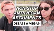 Meat eater armed with an ARSENAL of anti-vegan arguments during campus debate