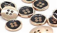 USOSOU 11mm 4 Holes Gold Metal Shirt Buttons, Small Round Button for Needlework, Kids Women Blouse, Top, Cuff, Collar, Vintage Handmade Decorations, DIY Crafts (20pcs 11mm(0.43inch))