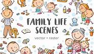 Family clipart set life scene bundle