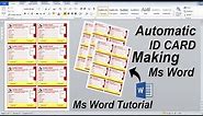 Automatic Id Card Create in Microsoft Office word | A4 Size Print Ready | Ms Word Tutorial