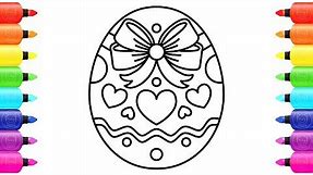 How to Draw a Fancy Easter Egg | Easy Learn Shapes Colors | Easter Easy Coloring Pages for Kids