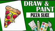 How to Draw and Paint a Pizza Slice using Watercolors for Kids or Beginners!