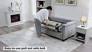 2 in 1 Pull Out Sofa Bed Full Size, 2 Seat Loveseat, 65''Spacious Sleeper Couch with Memory Foam Mattress, Modern, Large Sofa Bed for Living Room, Grey