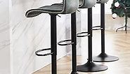 HeuGah Swivel Bar Stools Set of 4, Counter Height Bar Stools with Back, Adjustable Bar Stools 24" to 32", Deep Teal Faux Leather Bar Stools for Kitchen Island (Deep Teal, Set of 4 (24'' to 32''))