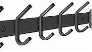 Matte Black Coat Rack Wall Mount with 6 Double Hooks for Hanging – 17 Inch Heavy Duty SUS304 Stainless Steel Rustic Coat Hooks – Hat, Clothes, Purse, Towel Wall Hooks – 1 Pack