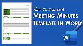 How to Create a Meeting Minutes Template in Word | Meeting Template Design
