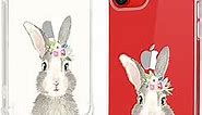 JOYLAND Cartoon Cute Case for iPhone XR Bunny Rabbit Case Reinforced Corner Bumper Transparent Clear Cover Shell for iPhone XR