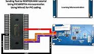 PIC16F877A interface Nextion touchscreen HMI tutorial. Sending text using mikroC programming.