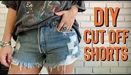 DIY Distressed Denim Cut Off Shorts From Jeans | Easy How To Tutorial