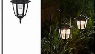 Brightown Solar Pathway Lights Outdoor Waterproof 2 Pack 38.5 Inch Shepherd Hook with Hanging Lantern Bright Driveway Markers Black Lamp Post for Garden Path Front Outside Patio Yard 3000K Warm White